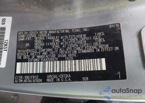 2010 Toyota Tundra Grade 4.6L V8 из США, поврежденный, VIN 5TFUM5F15AX008929